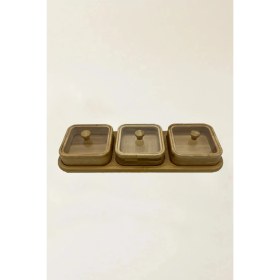Resim Feyza Design Bambu Standlı Kare Çerezlik 3’lü Set, Şık ve Kullanışlı Tasarım 