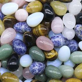 Resim 1 adet Doğal Yeşil Aventurin Pembe Beyaz Kuvars Kaplan Gözü Taş Yumurta Şeklinde Boncuklar Takı Yapımı Ev Dekorasyonu için 