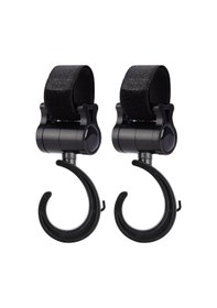 Resim Geeroyoo 360 Derece Döner Bisiklet Su Şişesi Tutucu - Bebek Arabası Biberon Rakibi Ve Çanta Kanca Seti Siyah 2 Adet Kanca, Standart Boy Çok Renkli 