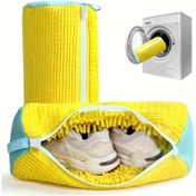 Resim Dayanıklı Ayakkabı Yıkama Makinesi Çantası - Sarı Mavi Fermuarlı, Koruyucu Çamaşır Çantası, Zengin Peluş İç Mekan, Sneaker ve Günlük Ayakkabılar için İdeal, Non-Woven Kumaş, Fermuar Kapatma, Ayakkabı Temizleme Çözümü|Fermuarlı Çamaşır Çantası|Dayanıklı Fermuar Kapatma, Ayakkabı Depolama Organizatörü, Çamaşır Çantaları 
