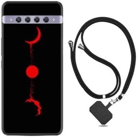 Resim kilifland 10 Plus ile Uyumlu Kılıf Silikon Ipli Boyun Askılı Desenli Red Moon 1710 