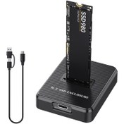 Resim USB C İstasyonu için M.2 NVMe ve SATA, Her İki M.2 (M Anahtar, B+M Anahtar) NVMe ve SATA NGFF SSD Doklama İçin M.2 SSD'den USB A Okuyucu Adaptörü, 2280 2260 2242 2230 Kasa Boyutu - Plastik 