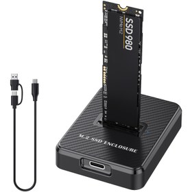 Resim USB C İstasyonu için M.2 NVMe ve SATA, Her İki M.2 (M Anahtar, B+M Anahtar) NVMe ve SATA NGFF SSD Doklama İçin M.2 SSD'den USB A Okuyucu Adaptörü, 2280 2260 2242 2230 Kasa Boyutu - Plastik 