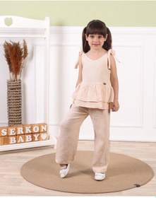 Resim Serkon Kız Askılı Bluz Müslin Takım Ser-0853 Kahverengi 