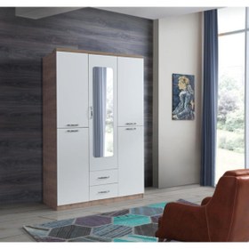 Resim SİVAS GÖZDE MOBİLYA Ekonomik 3 Kapılı Çekmeceli Gardırop Elbise Dolabı 