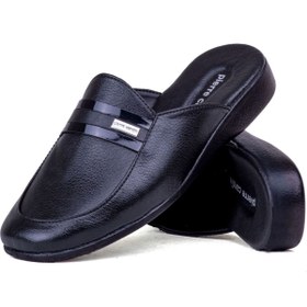 Resim Pierre Cardin Erkek Siyah Armalı Damat Çeyiz Deri Ev Terlik 