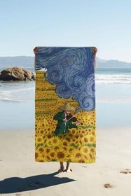 Resim Dijital Baskı Plaj Deniz Havlusu Modern Desenli Peştamal HVL0074 