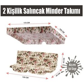 Resim Viphomeconceptltd Salıncak Minder Seti 2 Kişilik Tenteli Minder Ingiliz Gülü Çok Renkli 