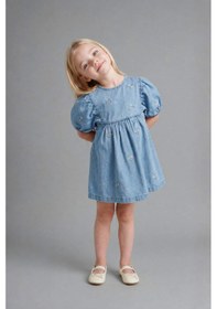 Resim Defacto Pamuklu Denim Elbise Kız Bebek H4072a526smnm39 Mavi-nm39 