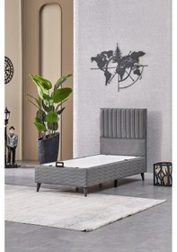 Resim Evdemo Ezgi Tek Kişilik Baza Başlık Set Gri 90 190 90 x 190 