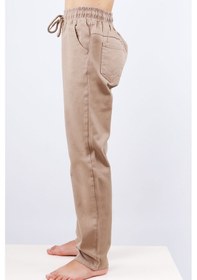 Resim Çocuk Unisex Okul Pantolonu Beli Lastikli Taba 