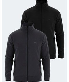 Resim Slazenger Kadmos 2 Li Set Erkek Siyah - Koyu Gri Sweatshirt Siyah - Koyu Gri 