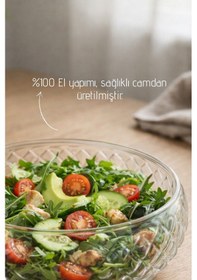 Resim El Yapımı Cam, Orta Boy Yıldız Model Salata Kasesi - Bowl Kasesi Şeffaf 