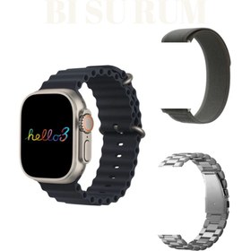 Resim BİSURUMTEKNOLOJİ Watch Hello 3 Plus Akıllı Saat Ultra Amoled 4gb Galeri Ses Kaydetme 3 Kordon Ios Ve Android Uyumlu 