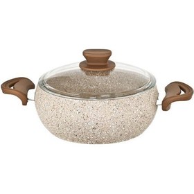 Resim Granit Pro 18 Cm Derin Granit Güveç Tencere Cappucıno Bakalit Saplı Cam Kapaklı Yapışmaz 