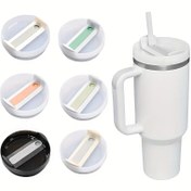 Resim 1 adet 40oz Termos Kapak ve Pipet Deliği - Geniş Ağızlı Bardaklar için Yedek Spor Su Şişesi Üstü - Sızdırmaz ve Dayanıklı 