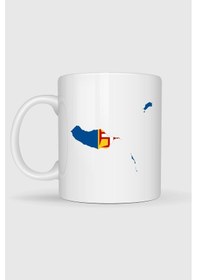 Resim Madeira Adası Madeira Bayrağı Portekiz Baskılı Kupa Bardak Beyaz 