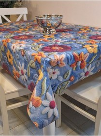 Resim Kumaş Dokulu Tabanı Silikonlu Yıkanabilir Silinebilir Ütülenebilir Kaymaz Dekoratif Masa Örtüsü Brs020 Çok Renkli 
