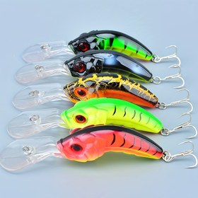 Resim AB259-1-5 Tek Paket Canlı Renkli Su Yüzü Yem - Gerçekçi Balık Tasarımı ile Keskin saç tokası, Tatlı Su Balıkçılığı için Dayanıklı Plastik, Balıkçılık Yemleri, Tatlı Su Balıkçılığı Yem, Keskin saç tokası Yem, Dayanıklı Plastik Yem 