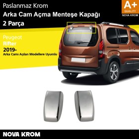 Resim Nova Krom Peugeot Rifter Krom Arka Cam Açma Menteşe Kapağı 2 Prç 2019 Üzeri 