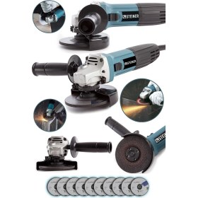 Resim Germany Technology 2400 Watt Profesyonel Avuç Içi Spiral Taşlama Makinesi 125 mm + 10 Disk 