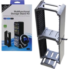 Resim YUES PS4 Çok Fonksiyonlu Stand – VR Gözlük + Kulaklık + Oyun Organizeri, PS4 Serisi & Xbox One S Uyumlu, Kaymaz Taban 