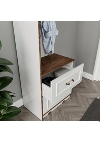 Resim Kznhome Kartopu 2 Çekmeceli 3 Askılı Country Vestiyer - Tamamı Mdf 