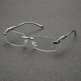 Resim Kadınların Vintage Esinlenmiş Kare Çerçeveli Gözlükleri - İncelikli Metal Süslemeleriyle, Şeffaf Lensler, Çerçevesiz Tasarım, Metal Kollar, Modaya Uygun Bir Aksesuar, Şık Gözlükler|Vintage Esinlenmiş Tasarım|Süslü Gözlükler 
