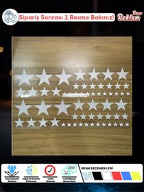 Resim Onur Reklam Holografik Yıldız Sticker Seti – 60+ Parça | Suya Dayanıklı, Farklı Boyutlarda Parlak Tasarım 