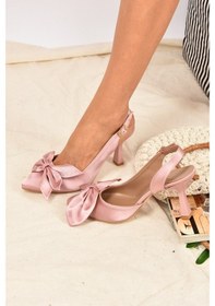 Resim Fox Shoes Pudra Saten Kumaş Kadın Topuklu Ayakkabı K922164804 