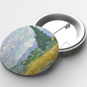 Resim Van Gogh Wheat Field İğneli Buton Rozet 58mm Çok Renkli 