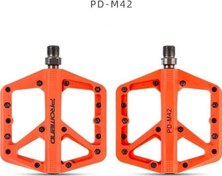Resim Promend Renkli Platform Pedal MTB Freeride Kaymaz Rulmanlı Plastik Pedal Ultra Hafif Turuncu Renk 