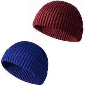 Resim 2 Adet Kısa Bere Hipster Bere Takke Bere Leon Beresi Hip Hop Beresi Takke Lacivert - Bordo 