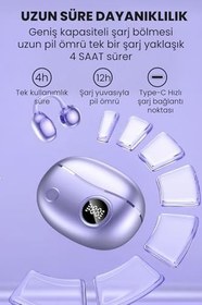 Resim Klipsli Bluetooth Kulaklık Kablosuz ANC ENC Çift Mic. Led Gösterge Küpe Kulaklık - Mor 