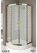 Resim Desaş Shower Gold Profil Teknesiz Oval Desenli Cam Duşakabin 90 x 90 5 MM Altın 