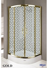 Resim Desaş Shower Gold Profil Teknesiz Oval Desenli Cam Duşakabin 90 x 90 5 MM Altın 