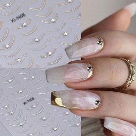 Resim Parlak 3D Altın & Gümüş Sarmal Tırnak Sanatı Stickerları - Kristal Taşlı Kendinden Yapışkanlı Fransız Uçları, Şık Tırnaklar için DIY Manikür Çıkartmaları 