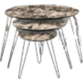 Resim Zigon Osm Elips Model Metal V Ayak Ahşap Mermer Tabla Itinalı Pak 