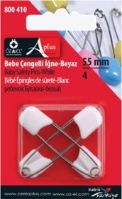 Resim Öz-El Plastik Uçlu, Kilitli, Emniyetli 4 Adet Beyaz Renkli Bebe Çengelli İğne 