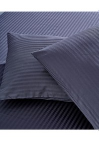 Resim Komfort Home Çizgili Pamuk Saten Yastık Kılıfı / Antrasit 2 Adet 