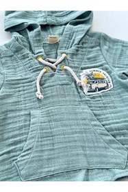 Resim Bombili Summer Vacation Organic Muslin Kapuşonlu Gömlek 