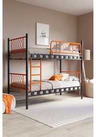 Resim Argimo Metis Metal Ranza Ve Karyola Siyah Turuncu 90 x 190 