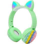 Resim Techno Guru Technoguru Rgb LED Işıklı Kedi Kulağı Tasarımlı Katlanabilir Kulak Üstü CXT-950 Bluetooth Kulaklık 