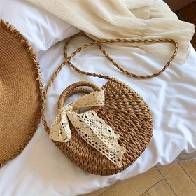 Resim Kadınlar İçin Yazlık Dokuma Hasır Tarzı Çanta - İp Saplı ve Makyaj Çantası ile Doğal Bej & Boho Şık Plaj Çapraz Çanta, Günlük Kullanım, Piknikler ve Seyahat için 