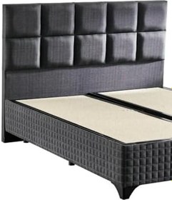 Resim Star Başlık 100 cm Tek Kişilik Antrasit Keten Kumaşlı Modern Lüks Yatak Başlığı/Baza Başlığı 