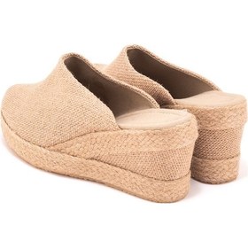 Resim Star Tombis Gerçek Elişi Platformlu Burnu Kapalı Elişi Hasır Keten 9cm Topuk Sabo Terlik Handmade Hasır Kahverengi 