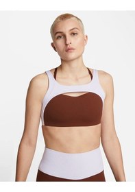 Resim Nike Yoga Indy Astarlı Fitilli Kadın Spor Sütyeni Kahverengi 