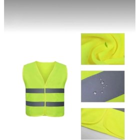 Resim Ikaz Yeleği Fosforlu 5 cm Reflektörlü Sarı Görevli Işçi Güvenlik Yeleği 