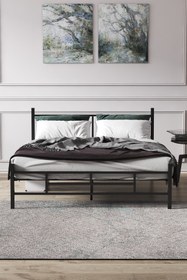 Resim Mobpazar Metal Karyola, Defne Metal Karyola Siyah Renk, Çift Kişilik, Ölçü Seçenekli 