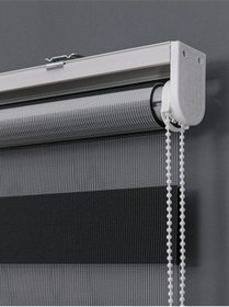 Resim Ithal Kalın Siyah Zebra Stor Güneşlik Perde Etek Düz Alüminyum Kasa Metal Ayak 